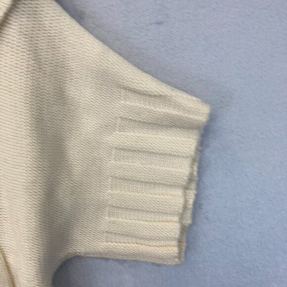 Antonio Melani Short Sleeve Cardigan Medium M Merino Wool Cream Cable Heavy Open - Picture 15 of 16
